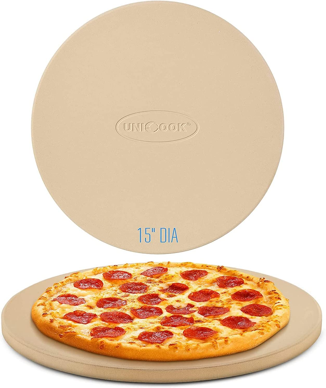 15 Inch Round Ceramic Pizza Baking Stone, Pizza Pan, for Oven, BBQ