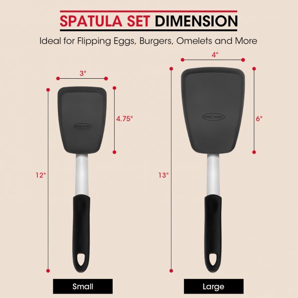 Unicook Flexible Silicone Spatula Turner 2 Pack Small and Large