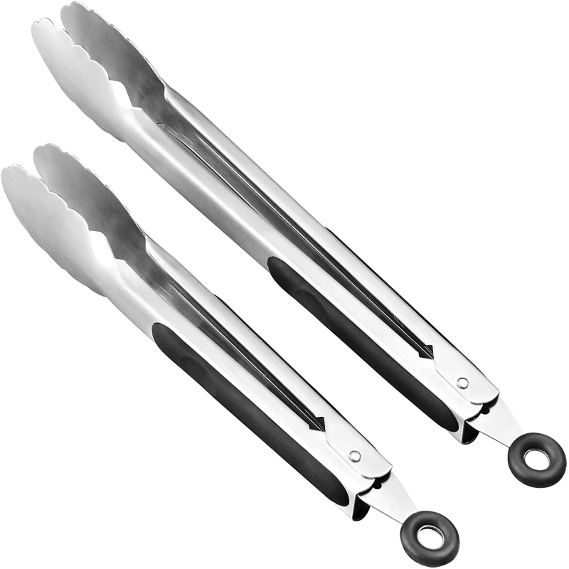 Set of 2 Fuegos BBQ Tongs 12-inch and 9-inch Stainless-steel Locking Kitchen Tongs 